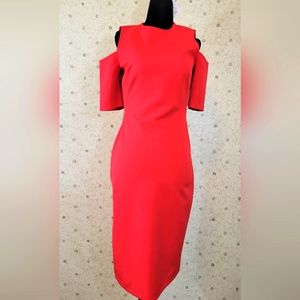 Zara Small Bright Red Shoulder Cutout Dress NWT